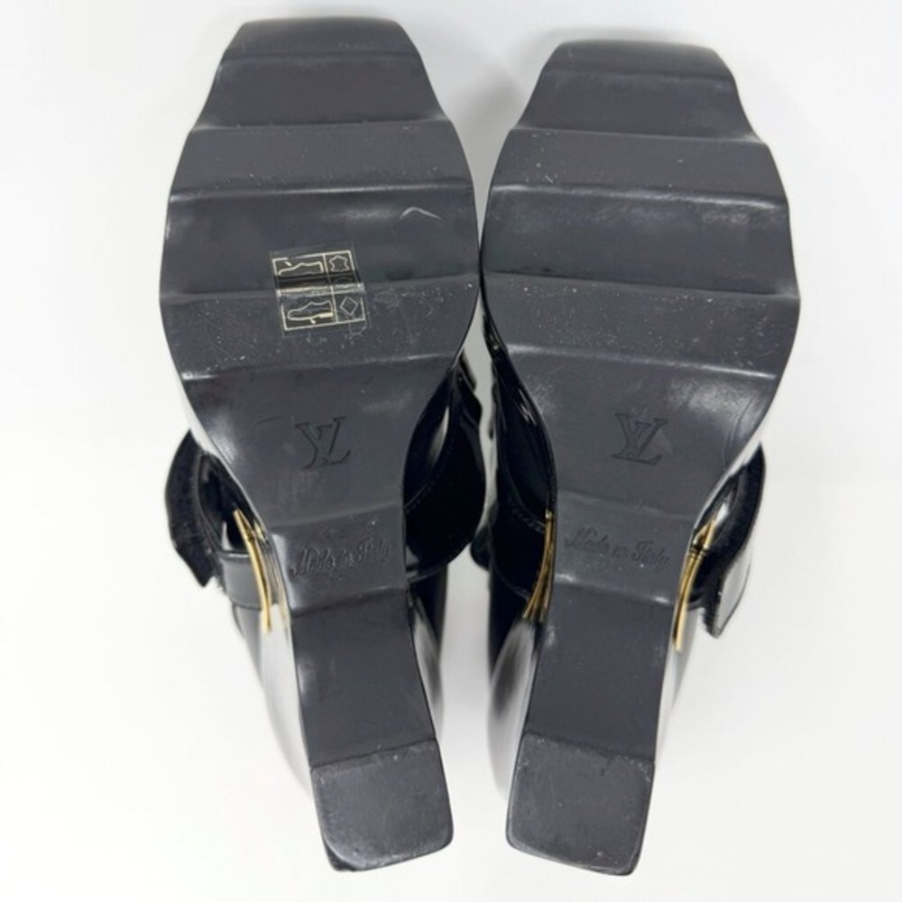 Louis Vuitton Black Leather Platform Heels Sandals EU 38.5‎ - Picture 9 of 10